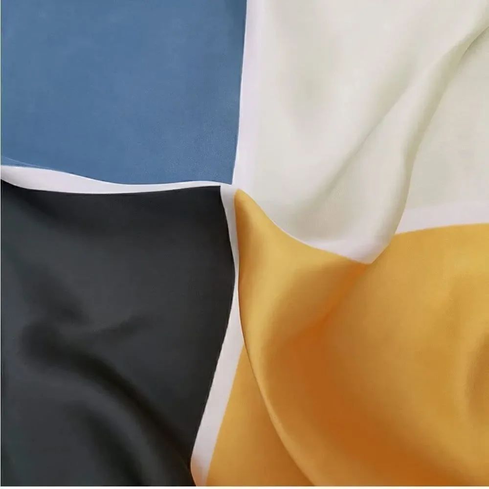 Color Block Silky Scarf   - Picture 5 of 5